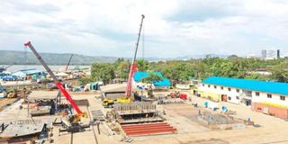 MV Uhuru II under construction at Kenya Shipyards Ltd in Kisumu, western Kenya.