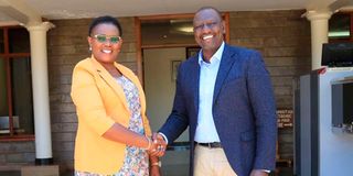 President-Elect William Ruto with Meru County Governor-elect Kawira Mwangaza.