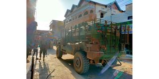 Kenya Defence Forces' B7 armoured vehicle at Pretoria Street