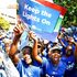 South Africa's main opposition party Democratic Alliance (DA) party members chant during their march to the Union Buildings