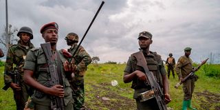 M23 rebels in Kibumba, eastern DR Congo