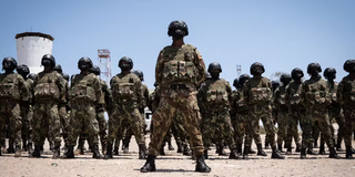 Mozambican Armed Defence Forces being inspected in Cabo Delgado Province.