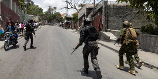 Haitian National police SWAT unit and Kenyan Police